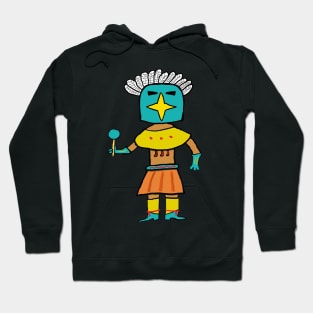 Hopi Doll Blue Star Kachina Hoodie